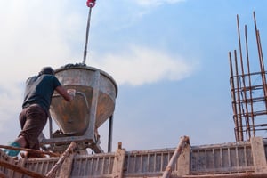 concrete mixing on top of building