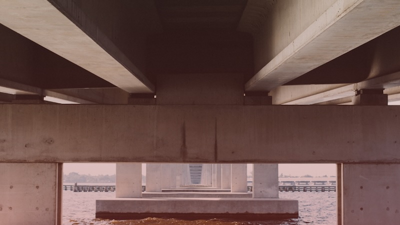 concrete under bridge
